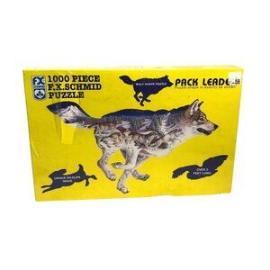 1000 Piece F.X. Schmid Pack Leader Wolf Shape Jigsaw Puzzle 43" x 25.5"